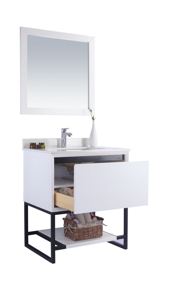 Laviva 313SMR-30W-WQ Alto 30" White Bathroom Vanity with White Quartz Countertop