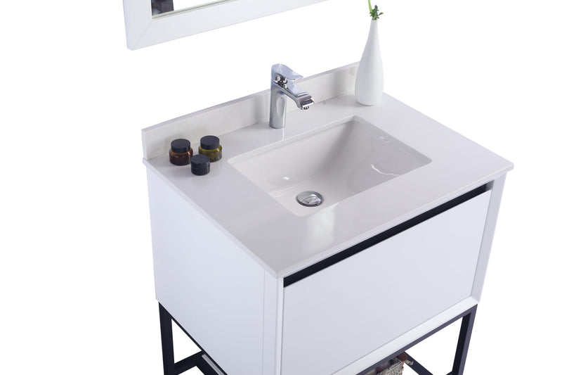 Laviva 313SMR-30W-WQ Alto 30" White Bathroom Vanity with White Quartz Countertop