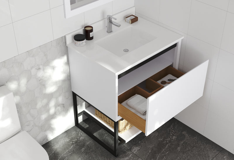 Laviva 313SMR-30W-WQ Alto 30" White Bathroom Vanity with White Quartz Countertop