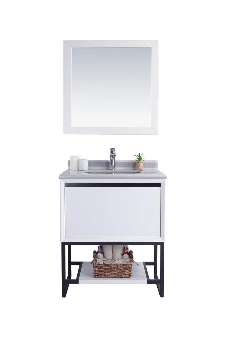 Laviva 313SMR-30W-WS Alto 30" White Bathroom Vanity with White Stripes Marble Countertop