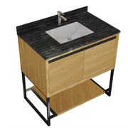 Laviva 313SMR-36CO-BW Alto 36" California White Oak Bathroom Vanity with Black Wood Marble Countertop