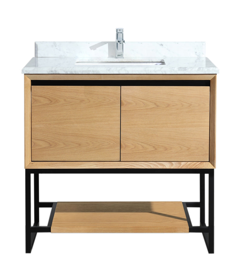 Laviva 313SMR-36CO-WC Alto 36" California White Oak Bathroom Vanity with White Carrara Marble Countertop