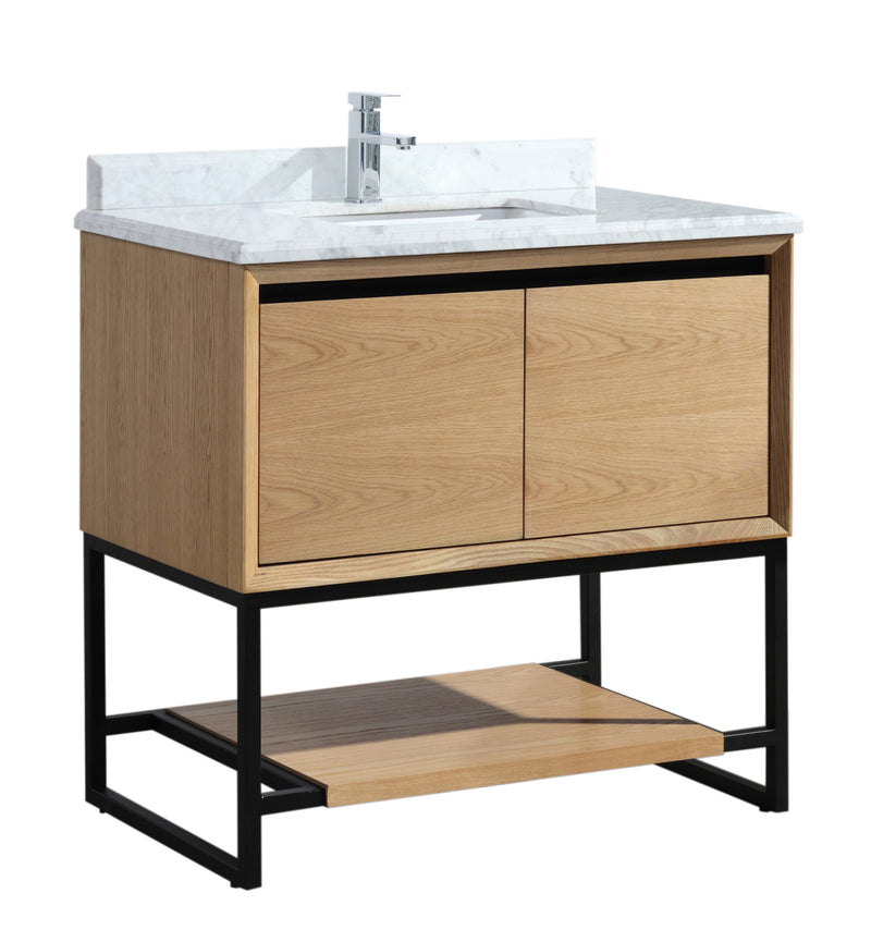 Laviva 313SMR-36CO-WC Alto 36" California White Oak Bathroom Vanity with White Carrara Marble Countertop