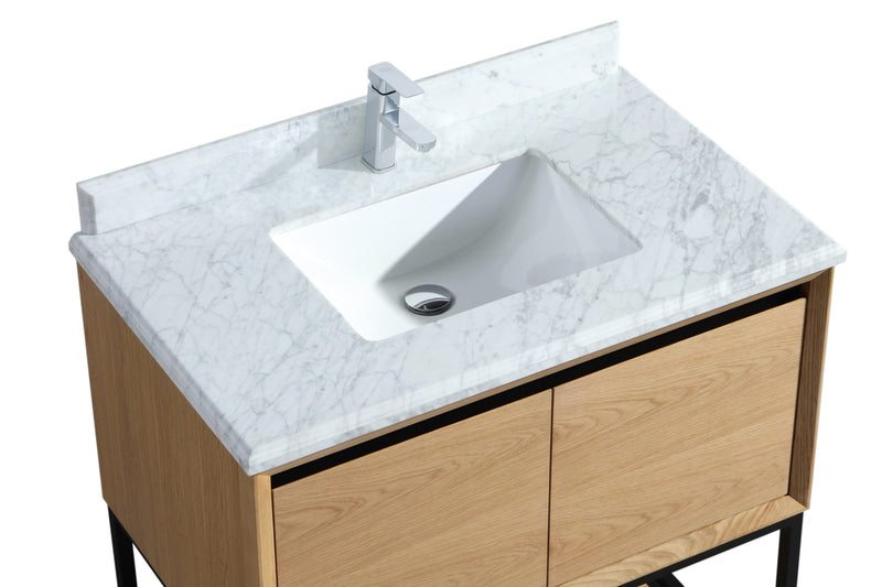 Laviva 313SMR-36CO-WC Alto 36" California White Oak Bathroom Vanity with White Carrara Marble Countertop