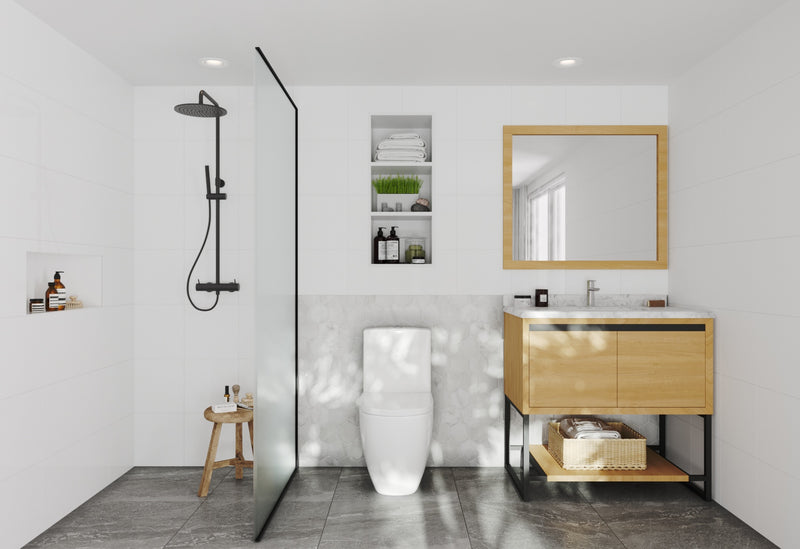 Laviva 313SMR-36CO-WC Alto 36" California White Oak Bathroom Vanity with White Carrara Marble Countertop