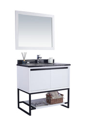 Laviva 313SMR-36W-BW Alto 36" White Bathroom Vanity with Black Wood Marble Countertop