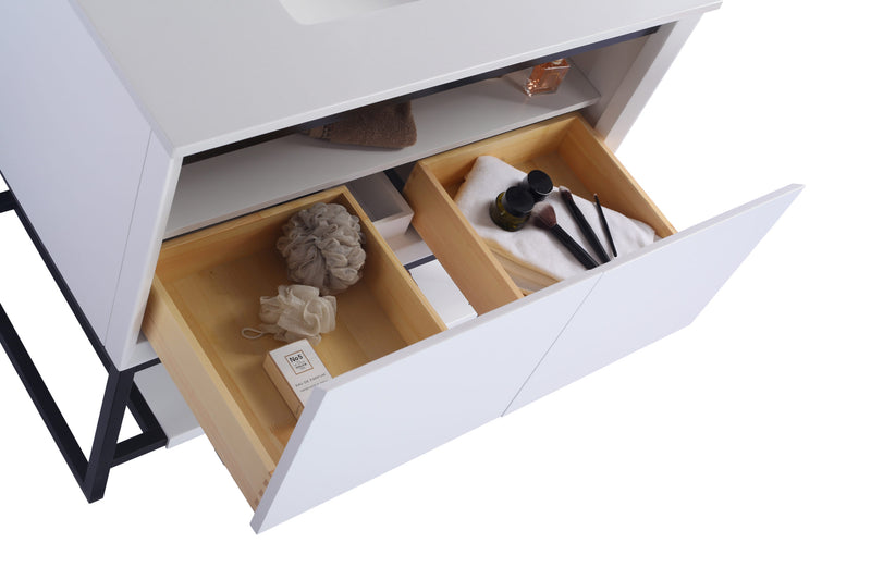 Laviva 313SMR-36W-BW Alto 36" White Bathroom Vanity with Black Wood Marble Countertop - view 5