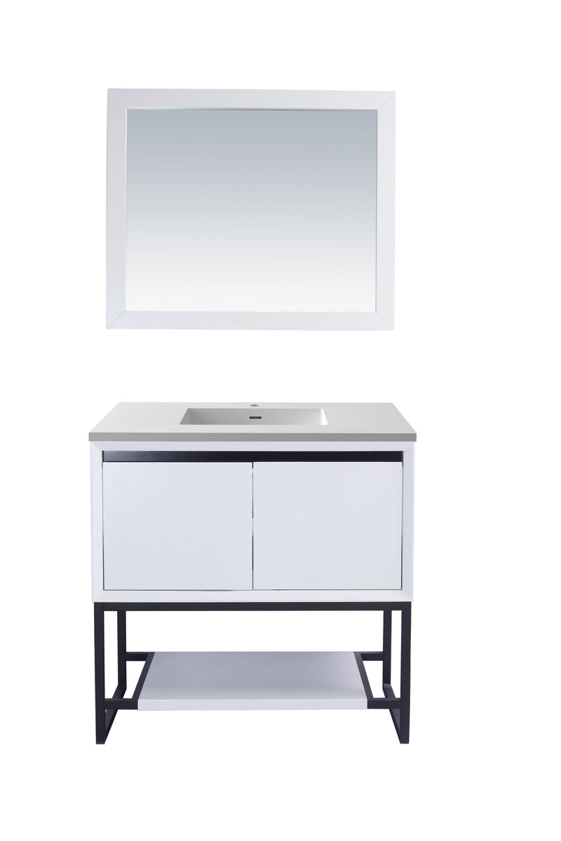 Laviva 313SMR-36W-MW Alto 36" White Bathroom Vanity with Matte White VIVA Stone Solid Surface Countertop