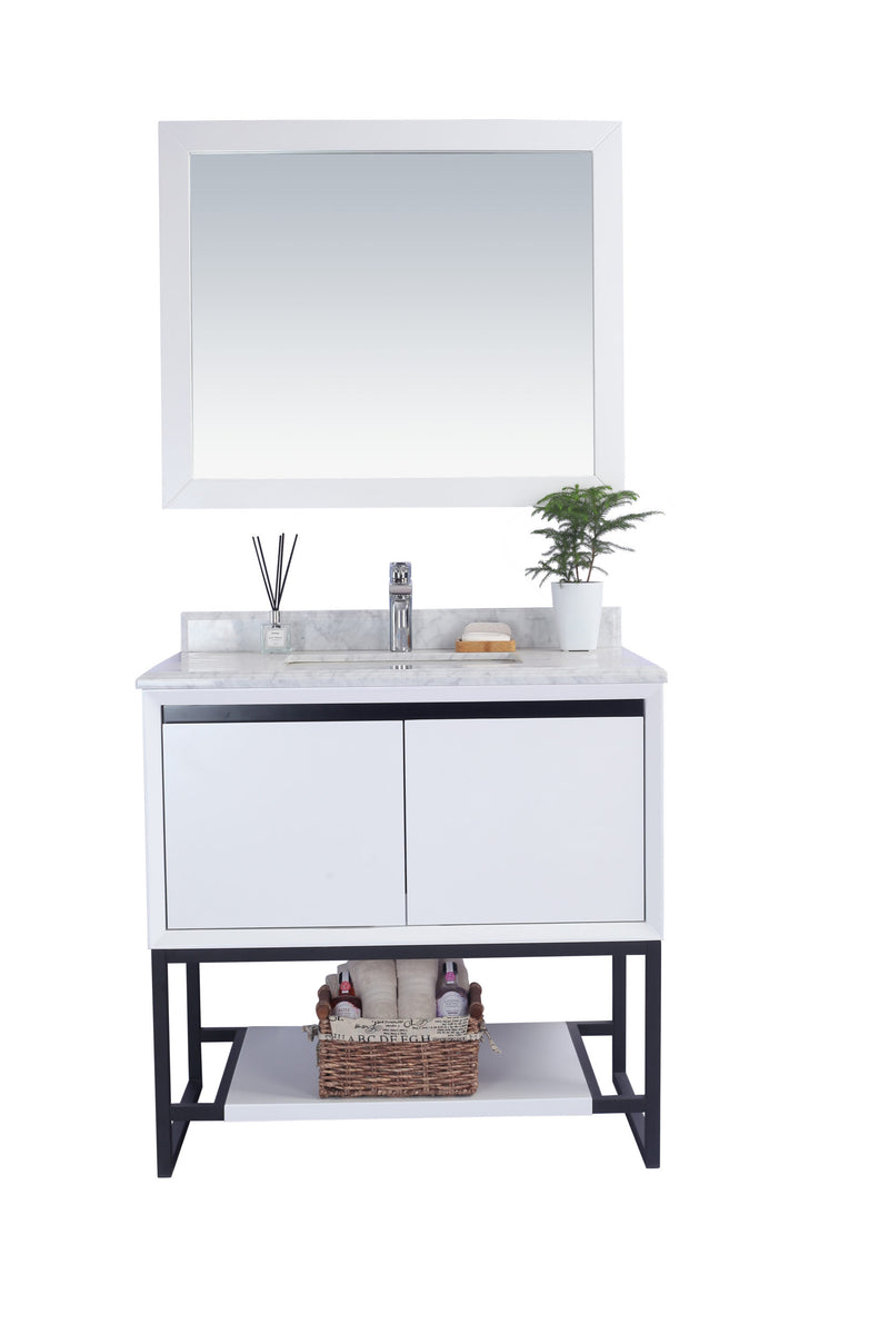 Laviva 313SMR-36W-WC Alto 36" White Bathroom Vanity with White Carrara Marble Countertop
