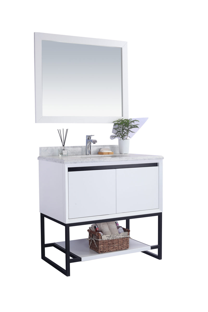 Laviva 313SMR-36W-WC Alto 36" White Bathroom Vanity with White Carrara Marble Countertop