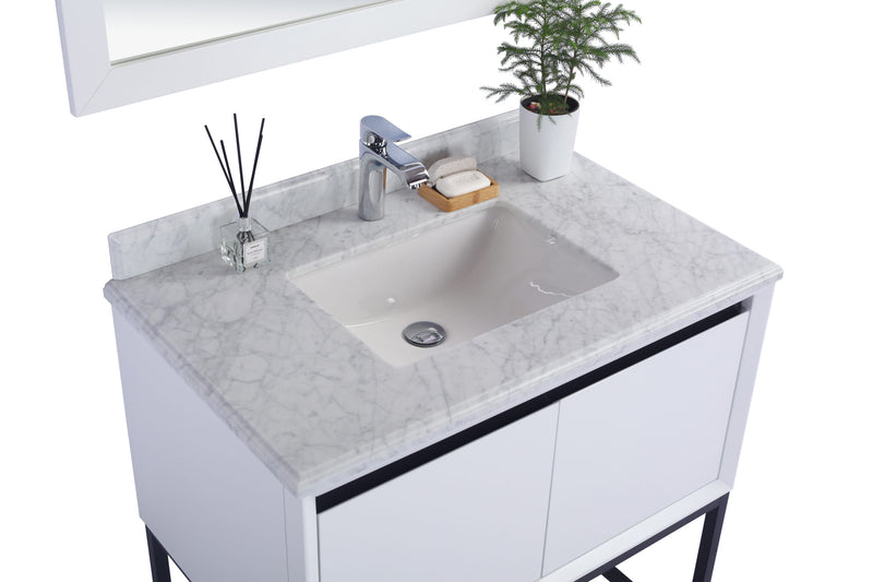 Laviva 313SMR-36W-WC Alto 36" White Bathroom Vanity with White Carrara Marble Countertop