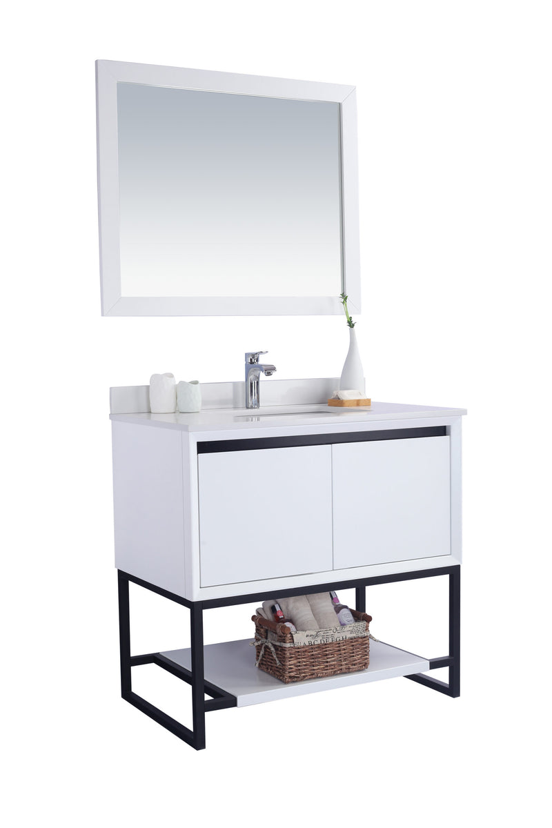 Laviva 313SMR-36W-WQ Alto 36" White Bathroom Vanity with White Quartz Countertop