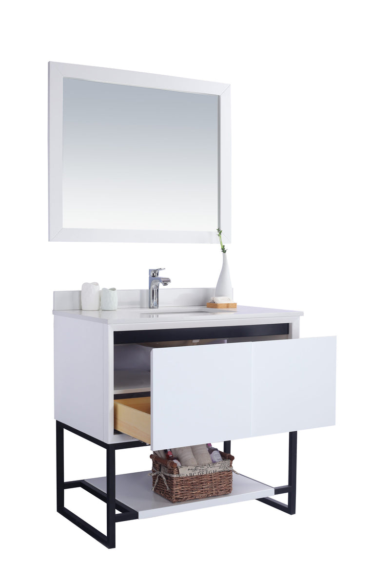 Laviva 313SMR-36W-WQ Alto 36" White Bathroom Vanity with White Quartz Countertop