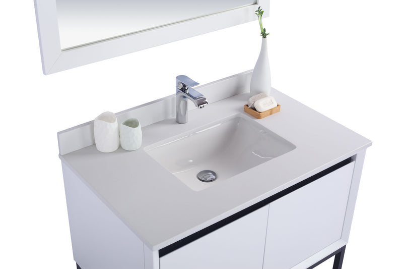 Laviva 313SMR-36W-WQ Alto 36" White Bathroom Vanity with White Quartz Countertop