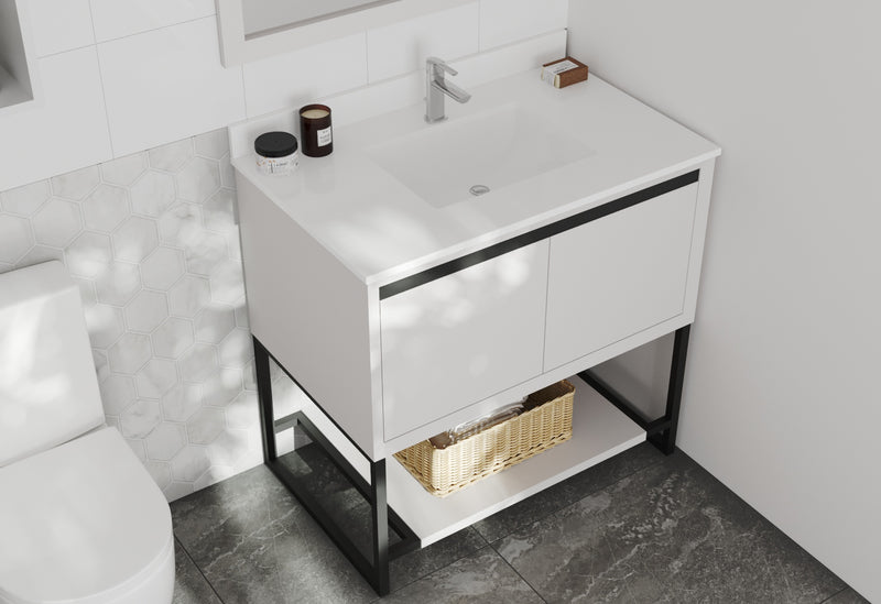 Laviva 313SMR-36W-WQ Alto 36" White Bathroom Vanity with White Quartz Countertop