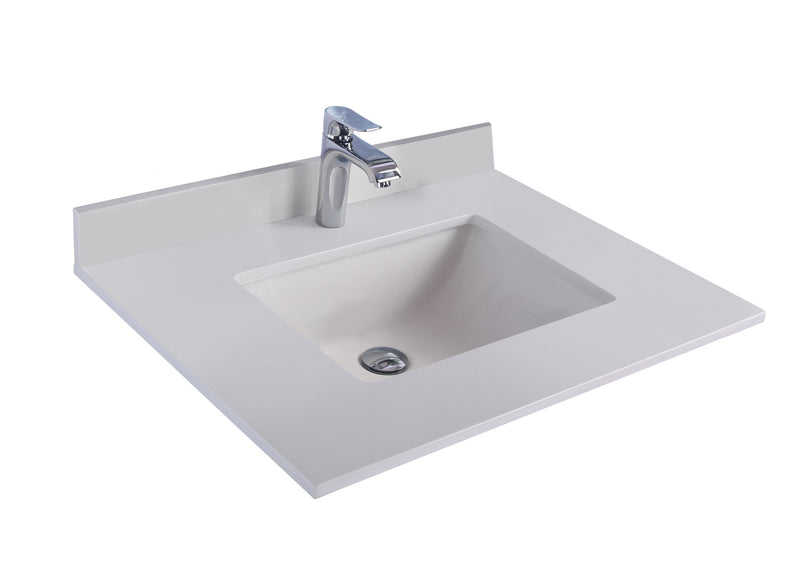 Laviva 313SQ1H-30-WQ Forever 30" Single Hole White Quartz Countertop with Rectangular Ceramic Sink