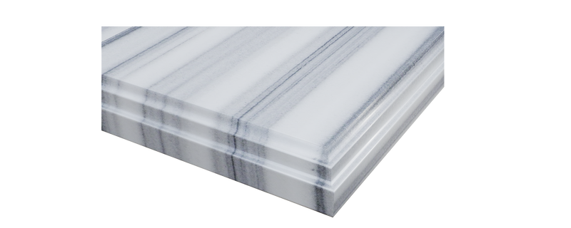 Laviva 313SQ1H-48-WS Forever 48" Single Hole White Stripes Marble Countertop with Rectangular Ceramic Sink