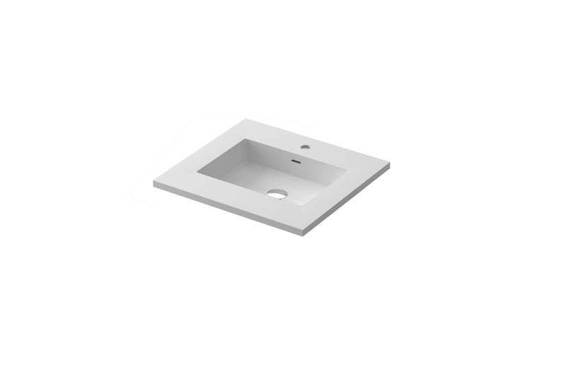 Laviva 313SQ1HSS-24-MW Forever VIVA Stone 24" Matte White Solid Surface Countertop with Integrated Sink