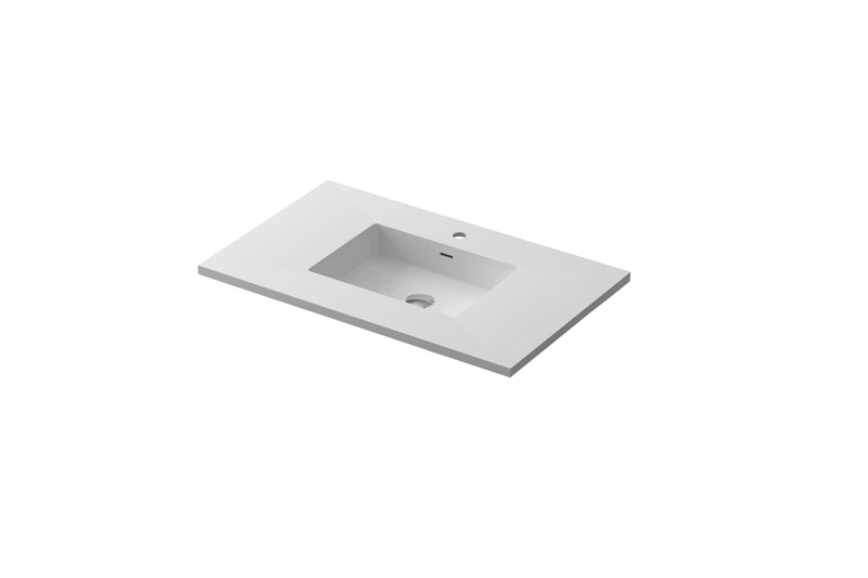 Laviva 313SQ1HSS-36-MW Forever VIVA Stone 36" Matte White Solid Surface Countertop with Integrated Sink