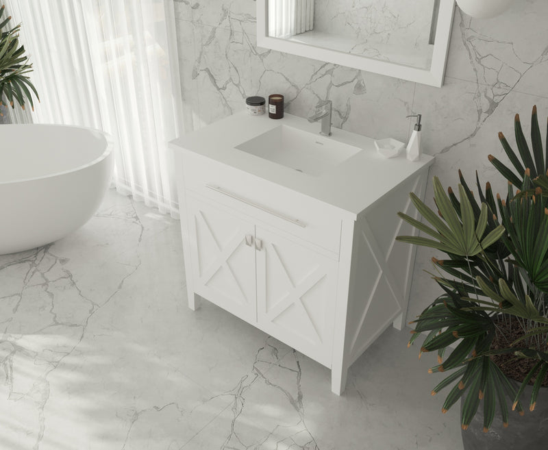 Laviva 313SQ1HSS-36-MW Forever VIVA Stone 36" Matte White Solid Surface Countertop with Integrated Sink