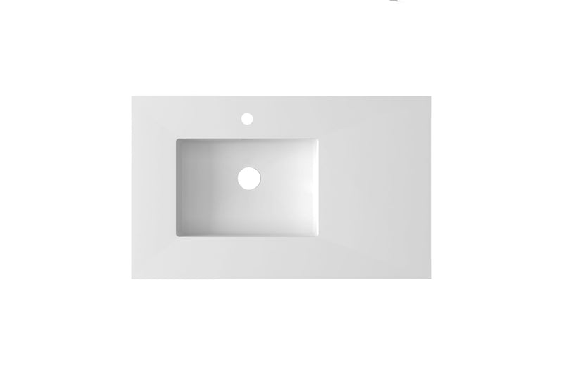 Laviva 313SQ1HSS-36L-MW Forever VIVA Stone 36" Matte White Solid Surface Countertop with Left Offset Integrated Sink