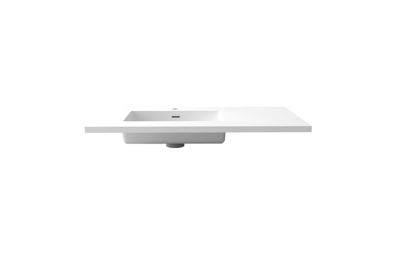 Laviva 313SQ1HSS-36L-MW Forever VIVA Stone 36" Matte White Solid Surface Countertop with Left Offset Integrated Sink