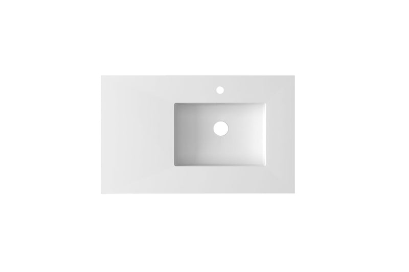Laviva 313SQ1HSS-36R-MW Forever VIVA Stone 36" Matte White Solid Surface Countertop with Right Offset Integrated Sink