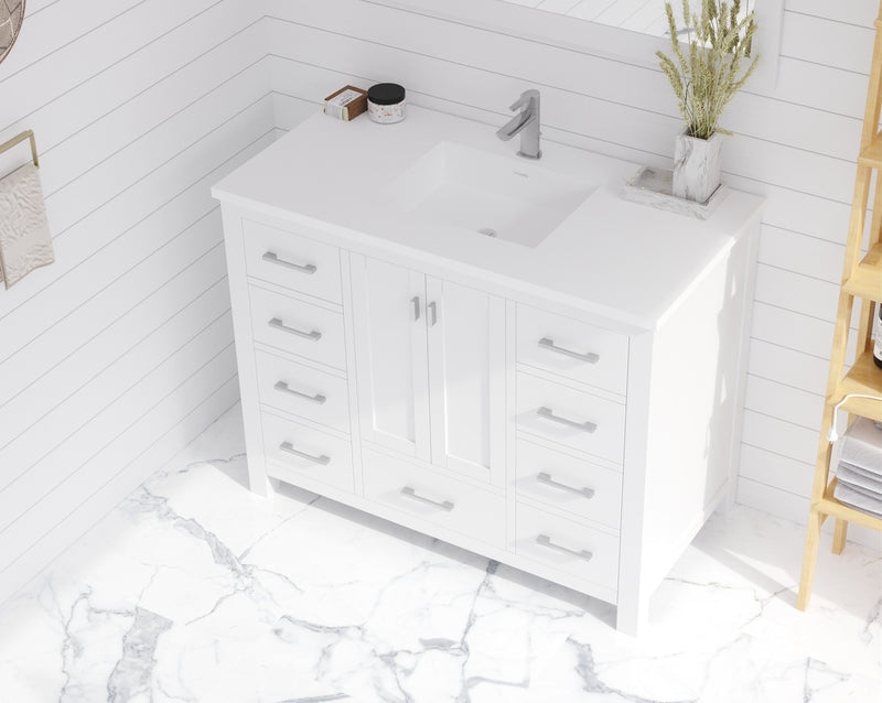 Laviva 313SQ1HSS-42-MW Forever VIVA Stone 42" Matte White Solid Surface Countertop with Integrated Sink