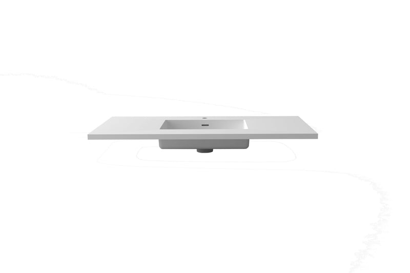 Laviva 313SQ1HSS-48-MW Forever VIVA Stone 48" Matte White Solid Surface Countertop with Integrated Sink
