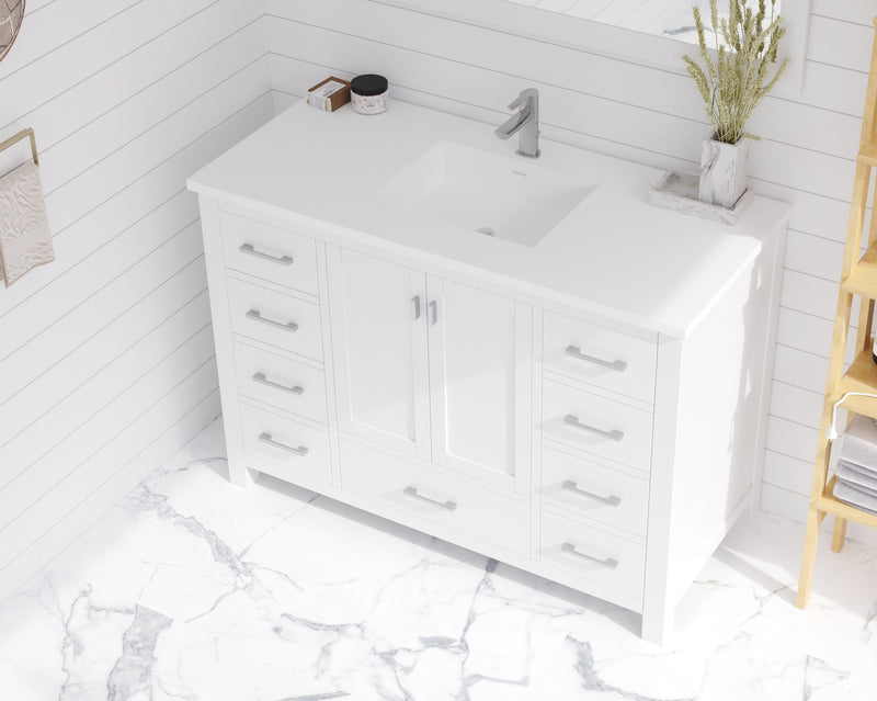 Laviva 313SQ1HSS-48-MW Forever VIVA Stone 48" Matte White Solid Surface Countertop with Integrated Sink