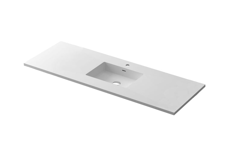 Laviva 313SQ1HSS-54-MW Forever VIVA Stone 54" Matte White Solid Surface Countertop with Integrated Sink