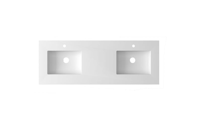 Laviva 313SQ1HSS-60D-MW Forever VIVA Stone 60" Matte White Solid Surface Countertop with Double Integrated Sinks