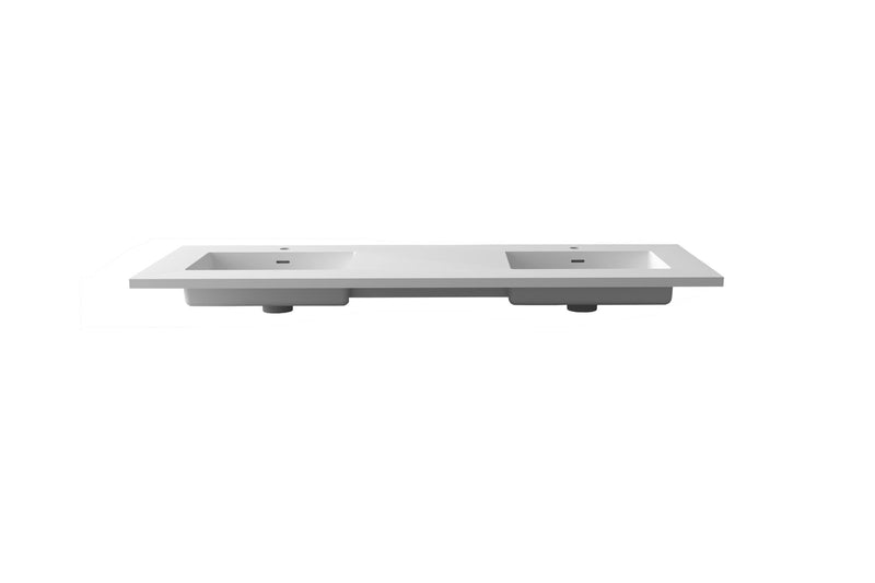 Laviva 313SQ1HSS-60D-MW Forever VIVA Stone 60" Matte White Solid Surface Countertop with Double Integrated Sinks