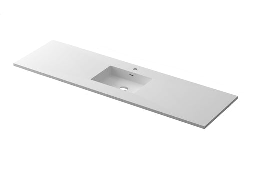 Laviva 313SQ1HSS-72C-MW Forever VIVA Stone 72" Matte White Solid Surface Countertop with Single Integrated Sink