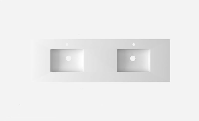Laviva 313SQ1HSS-72D-MW Forever VIVA Stone 72" Matte White Solid Surface Countertop with Double Integrated Sinks