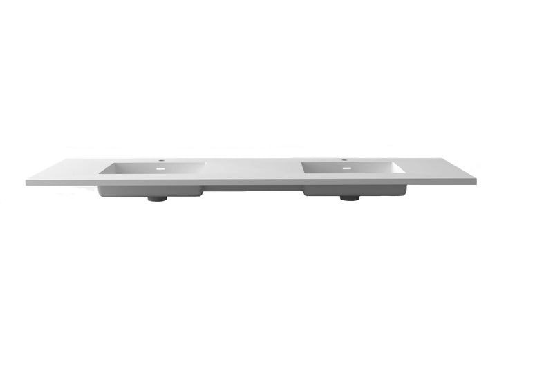 Laviva 313SQ1HSS-72D-MW Forever VIVA Stone 72" Matte White Solid Surface Countertop with Double Integrated Sinks