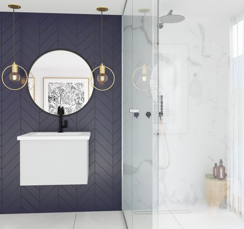 Laviva 313VTR-24CW-MW Vitri 24" Cloud White Bathroom Vanity with VIVA Stone Matte White Solid Surface Countertop