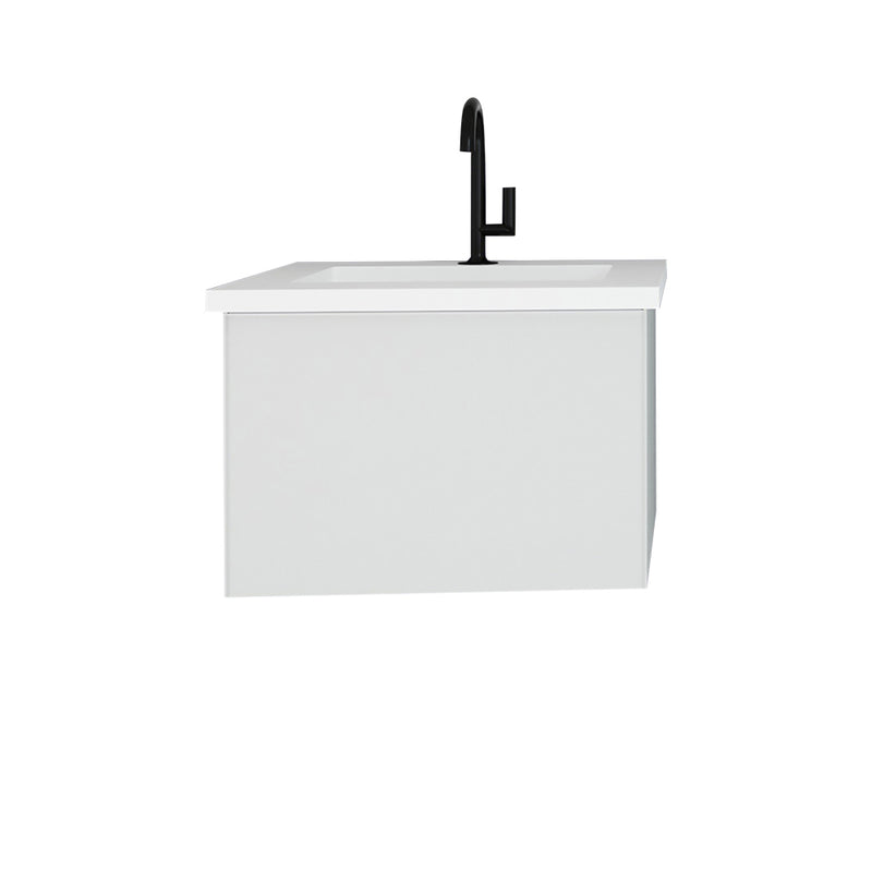 Laviva 313VTR-24CW-MW Vitri 24" Cloud White Bathroom Vanity with VIVA Stone Matte White Solid Surface Countertop