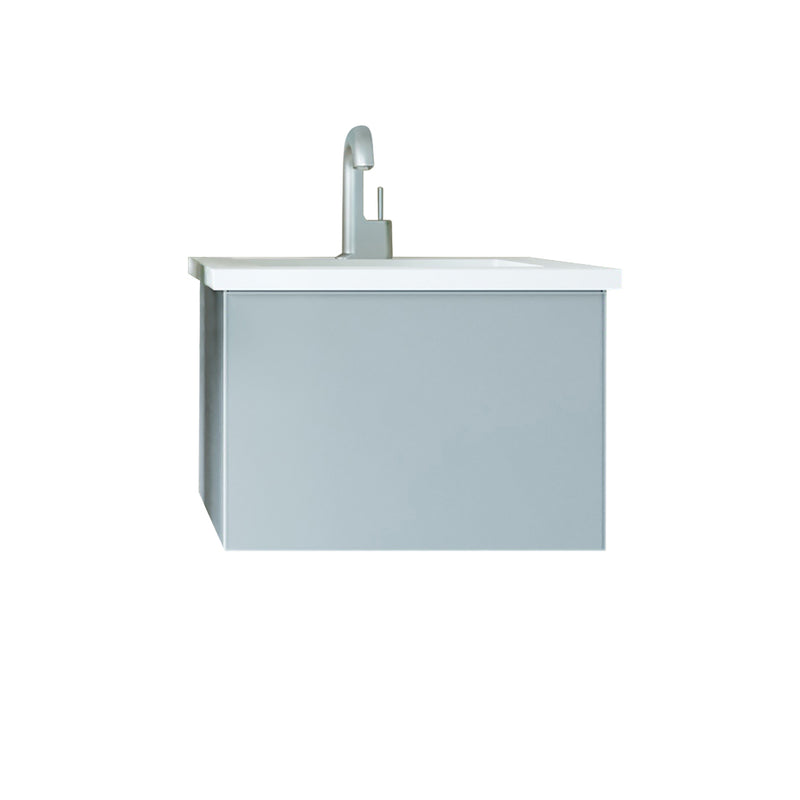 Laviva 313VTR-24FG-MW Vitri 24" Fossil Grey Bathroom Vanity with VIVA Stone Matte White Solid Surface Countertop