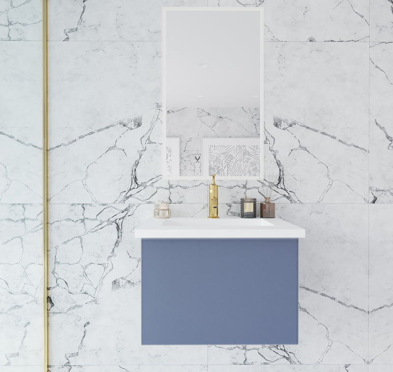 Laviva 313VTR-24NB-MW Vitri 24" Nautical Blue Bathroom Vanity with VIVA Stone Matte White Solid Surface Countertop