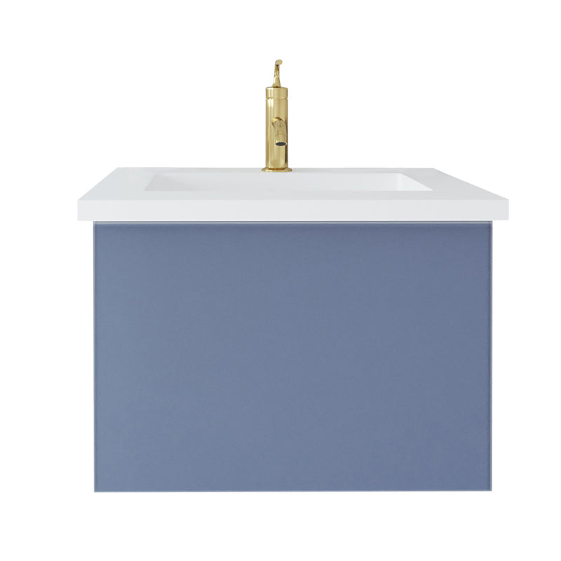 Laviva 313VTR-24NB-MW Vitri 24" Nautical Blue Bathroom Vanity with VIVA Stone Matte White Solid Surface Countertop