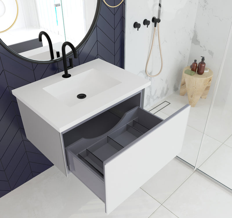 Laviva 313VTR-30CW Vitri 30" Cloud White Wall Hung Bathroom Vanity Cabinet