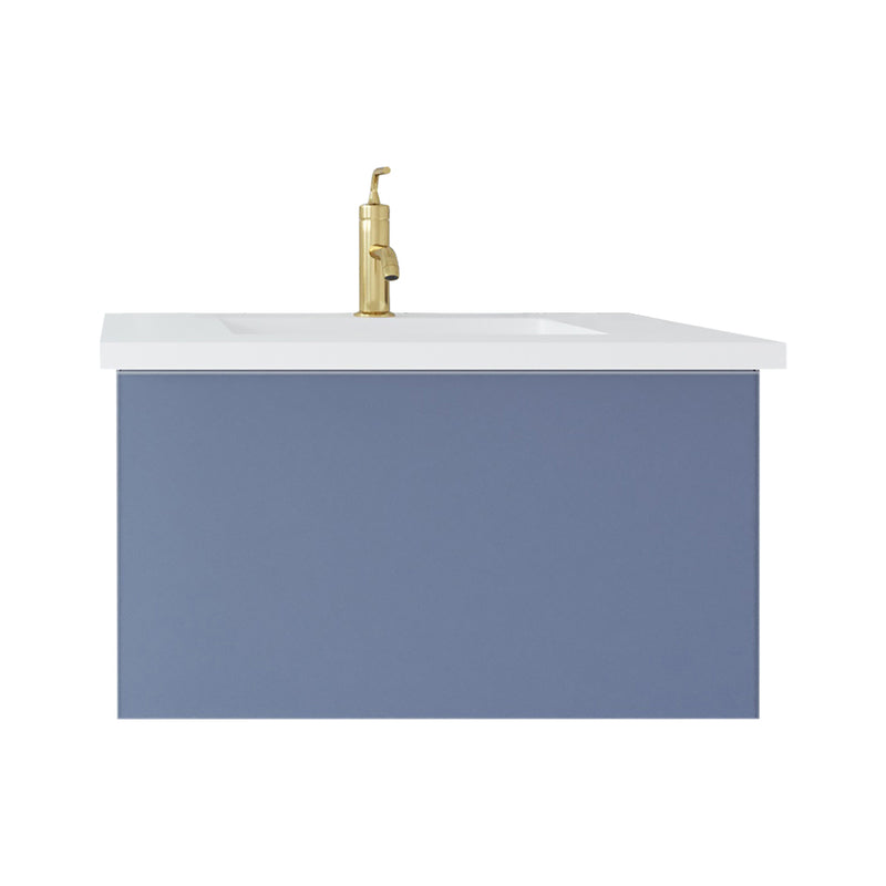 Laviva 313VTR-30NB-MW Vitri 30" Nautical Blue Bathroom Vanity with VIVA Stone Matte White Solid Surface Countertop