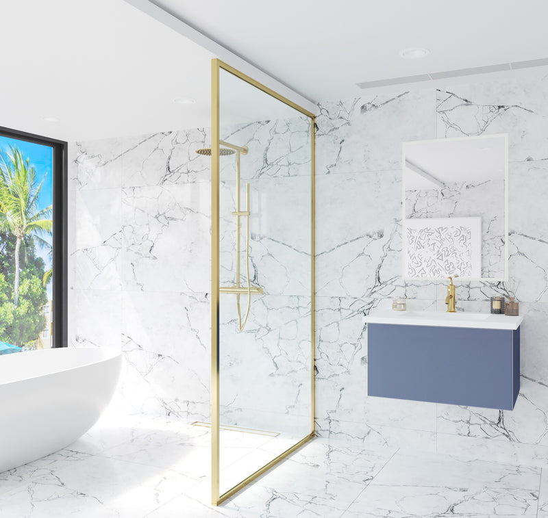 Laviva 313VTR-30NB-MW Vitri 30" Nautical Blue Bathroom Vanity with VIVA Stone Matte White Solid Surface Countertop