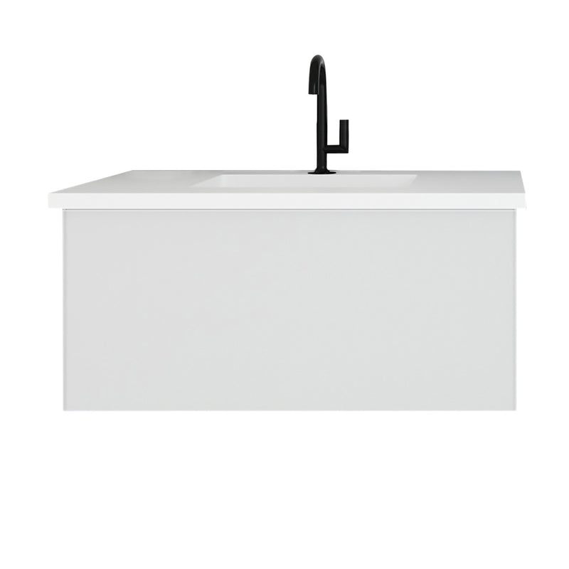 Laviva 313VTR-36CW-MW Vitri 36" Cloud White Bathroom Vanity with VIVA Stone Matte White Solid Surface Countertop