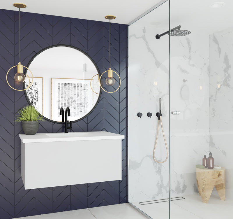 Laviva 313VTR-36CW-MW Vitri 36" Cloud White Bathroom Vanity with VIVA Stone Matte White Solid Surface Countertop