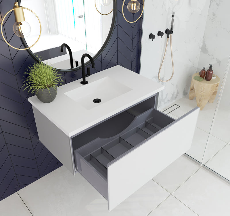 Laviva 313VTR-36CW Vitri 36" Cloud White Wall Hung Bathroom Vanity Cabinet