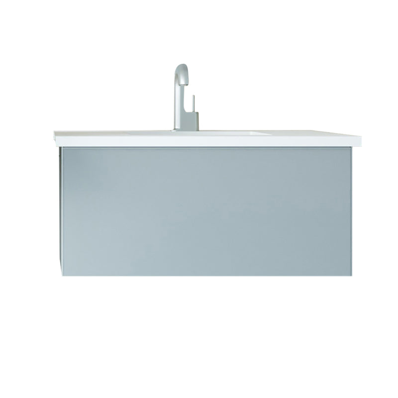 Laviva 313VTR-36FG-MW Vitri 36" Fossil Grey Bathroom Vanity with VIVA Stone Matte White Solid Surface Countertop