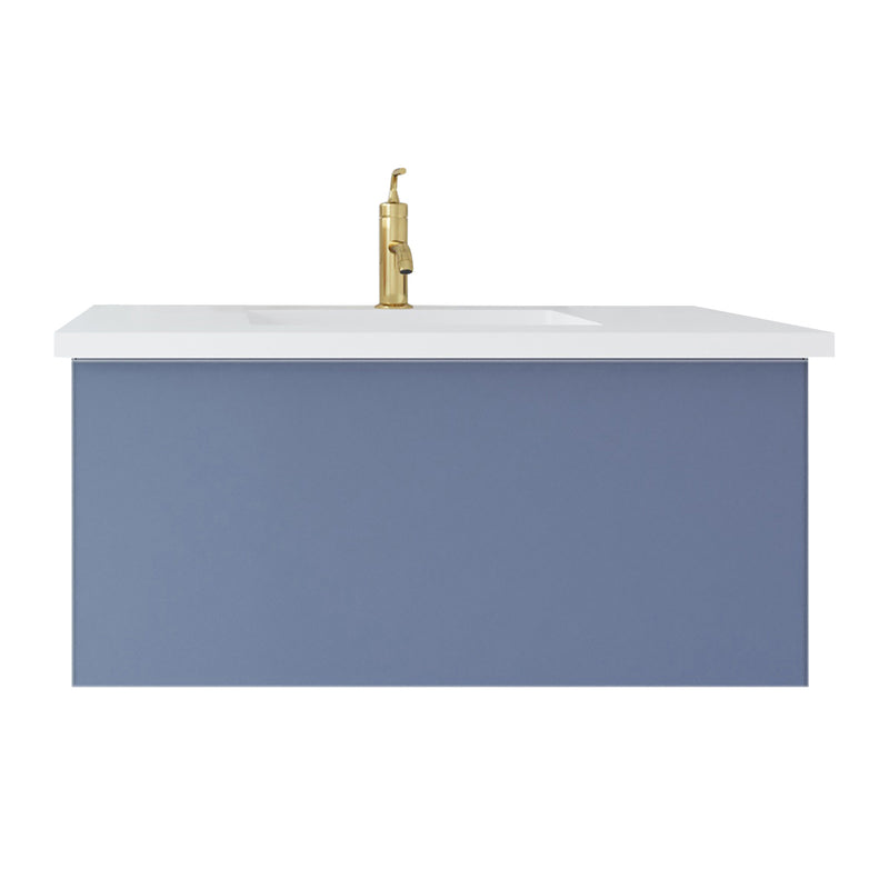 Laviva 313VTR-36NB-MW Vitri 36" Nautical Blue Bathroom Vanity with VIVA Stone Matte White Solid Surface Countertop