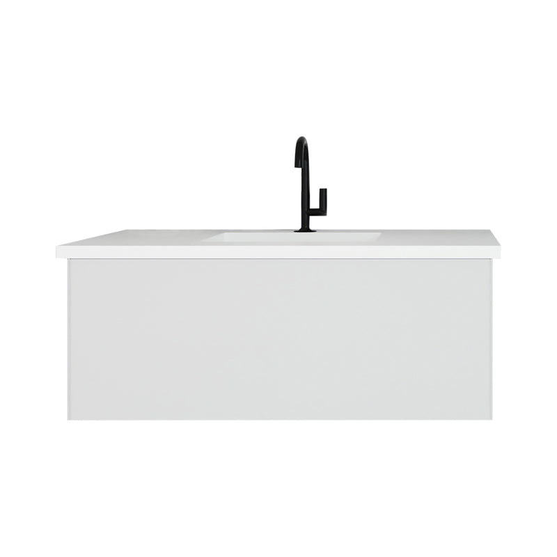 Laviva 313VTR-42CW-MW Vitri 42" Cloud White Bathroom Vanity with VIVA Stone Matte White Solid Surface Countertop